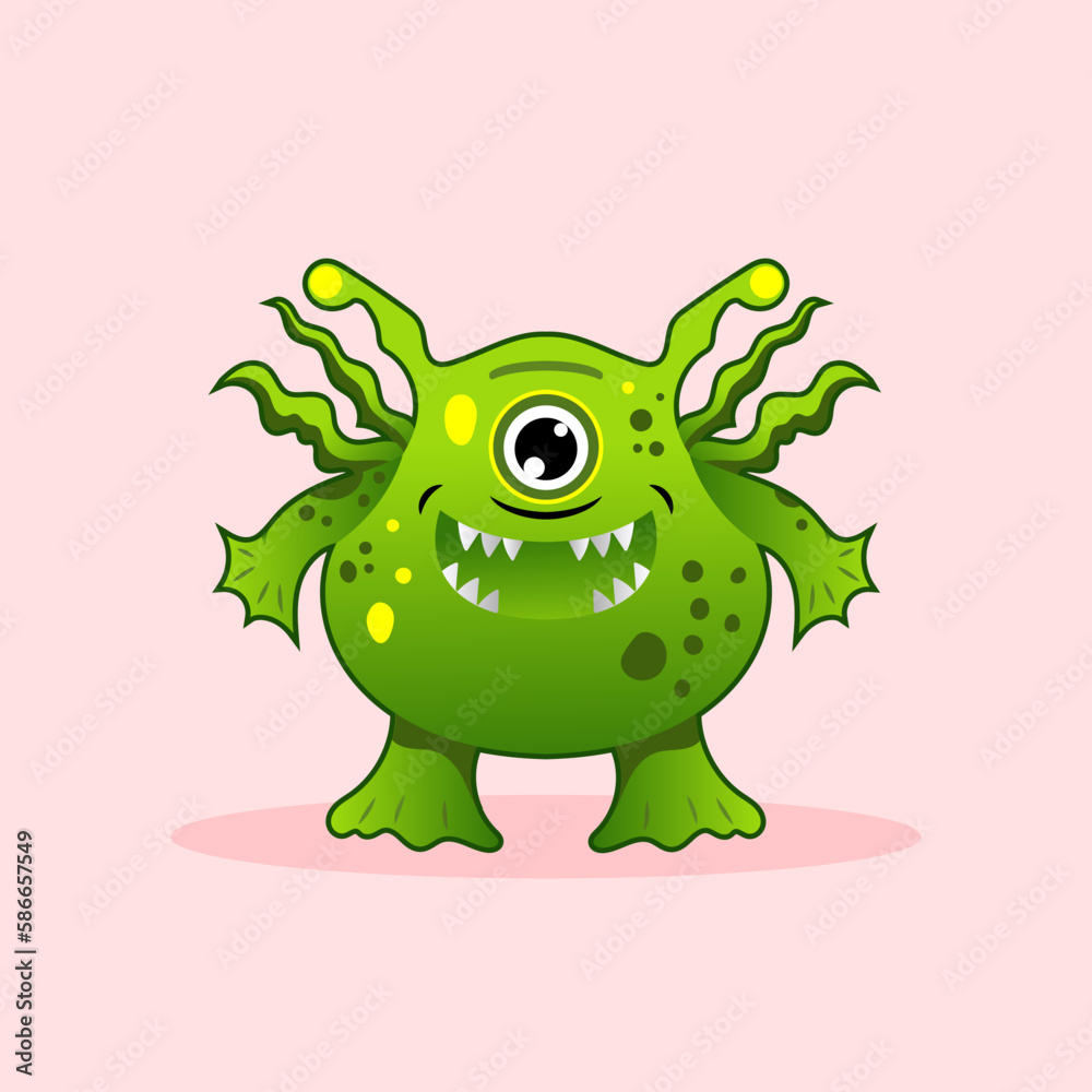 Cute monster kid cartoon vector icon illustration. monster holiday icon concept isolated Cute monster kid cartoon vector icon illustration. monster holiday icon concept isolated