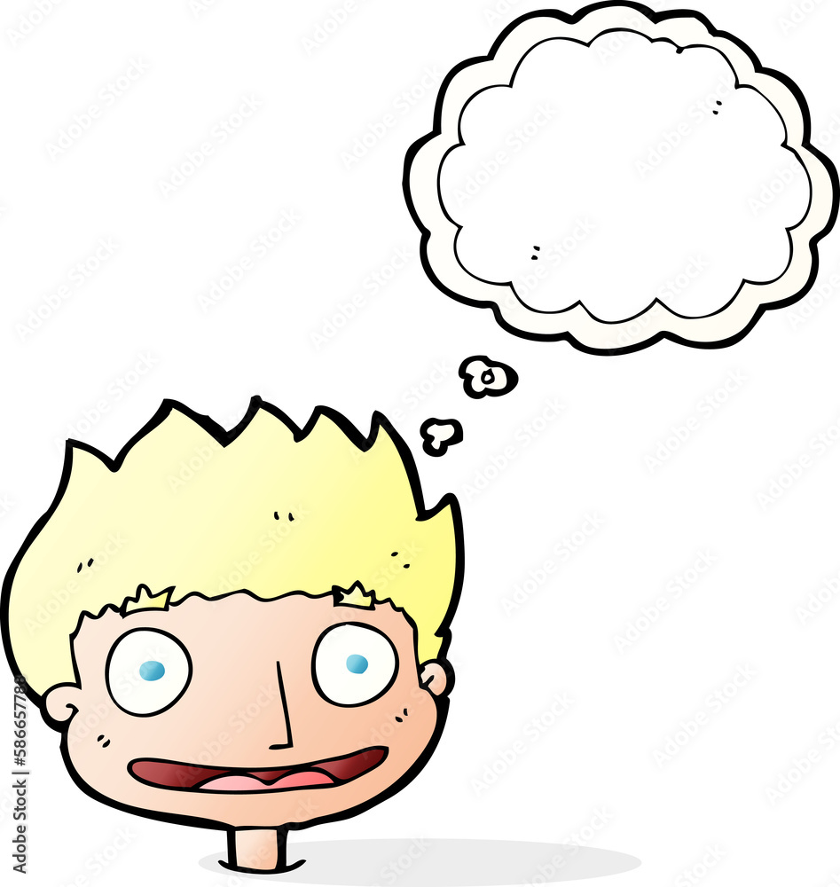 cartoon happy boy with thought bubble cartoon happy boy with thought bubble