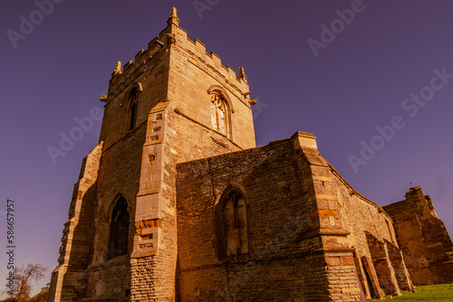 Ruins of the church. The ruins of the gothic church. England, UK. St Mary's Church (ruin), Colston Bassett.  photo