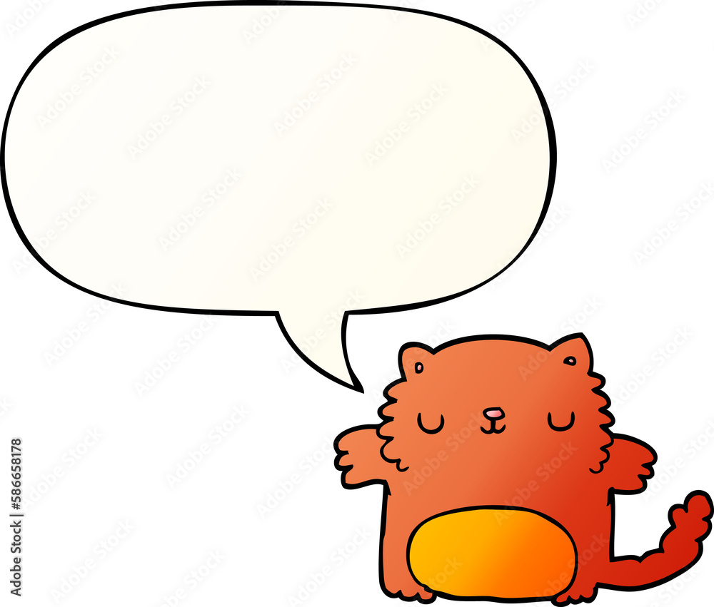 cartoon cat and speech bubble in smooth gradient style cartoon cat and speech bubble in smooth gradient style