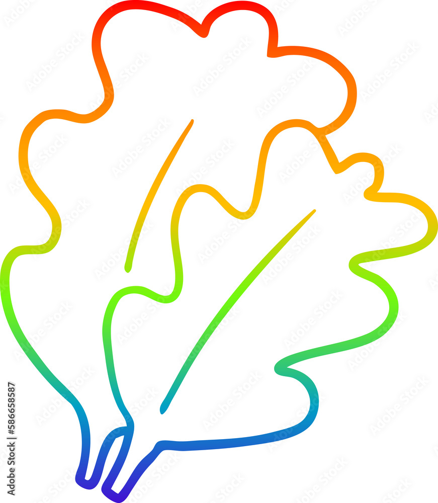 Obraz premium rainbow gradient line drawing fall leaves cartoon