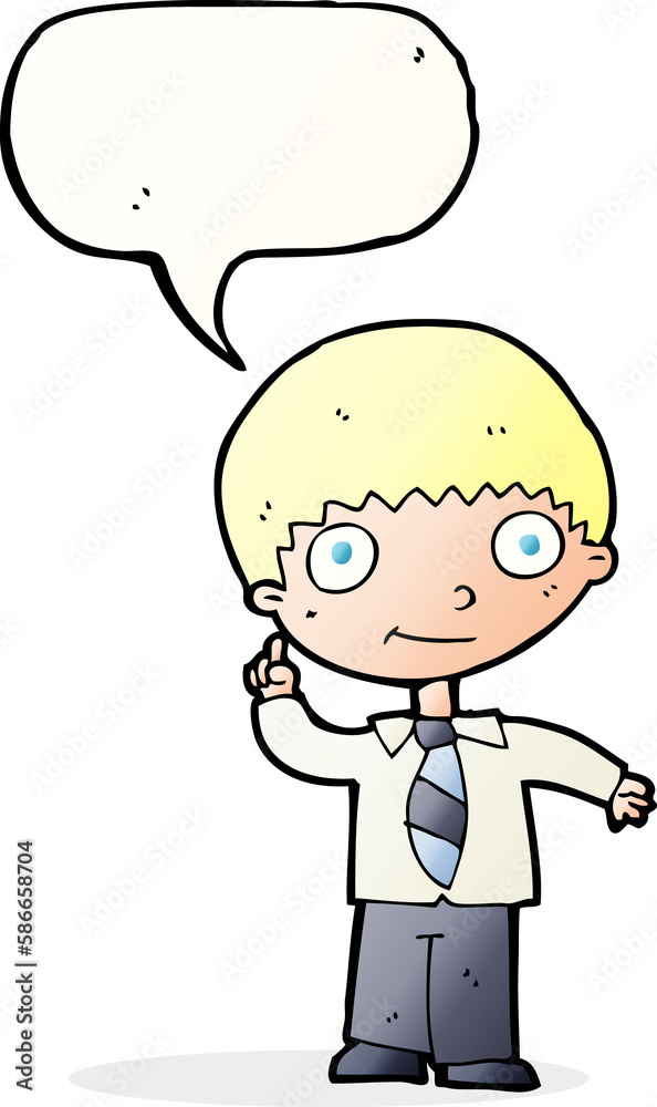 cartoon school boy with idea with speech bubble cartoon school boy with idea with speech bubble