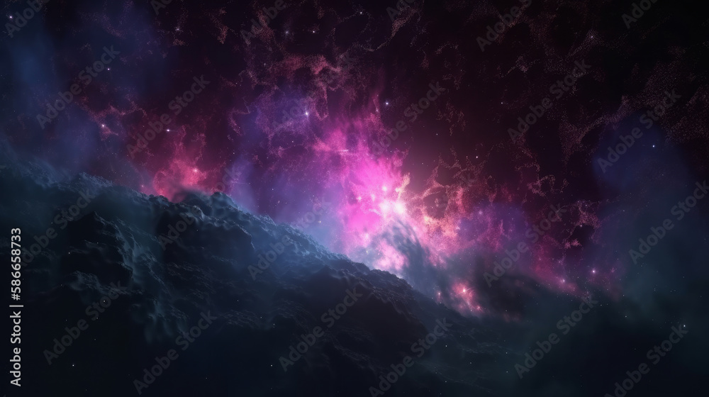 Magic color galaxy space background. Illustration Generative AI.