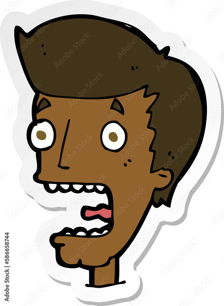 sticker of a cartoon terrified man sticker of a cartoon terrified man