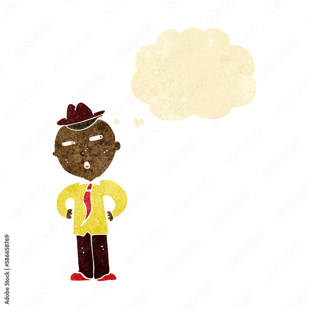 cartoon man wearing hat with thought bubble cartoon man wearing hat with thought bubble