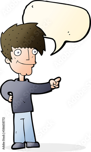 cartoon man pointing with speech bubble