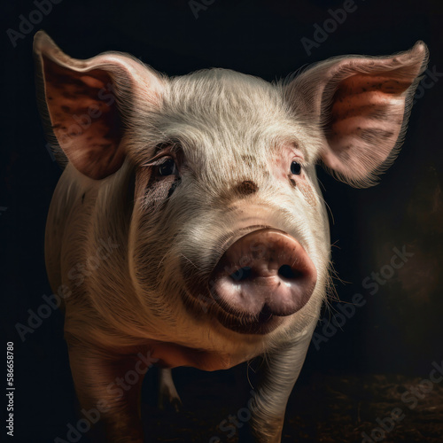 Wallpaper Mural Un cochon rose sur un fond noir Torontodigital.ca