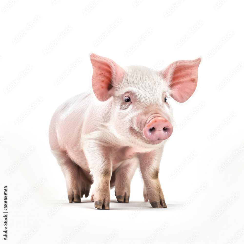 Un cochon rose sur un fond blanc Un cochon rose sur un fond blanc