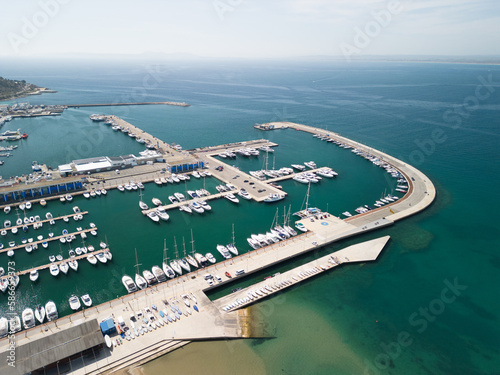 Aerial images of roses in the Costa Brava of Girona tourist city and beach Figueras Empuriabrava European tourism in Spain