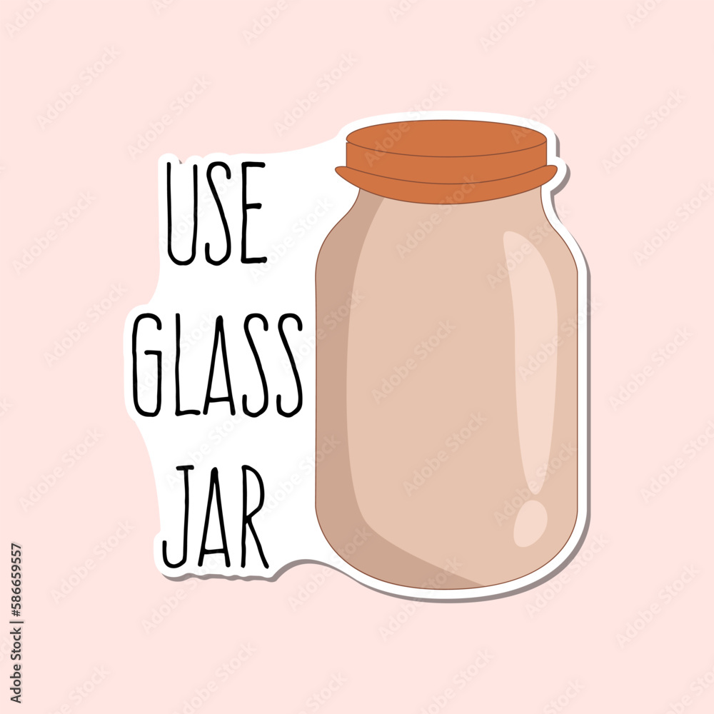 Vector doodle use your own jar ecological poster zero waste, sticker Vector doodle use your own jar ecological poster zero waste, sticker