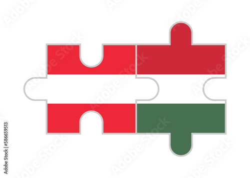 puzzle pieces of austria and hungary flags. vector illustration isolated on white background
