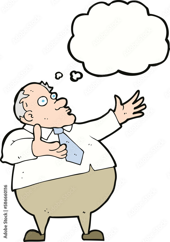 Fototapeta premium cartoon exasperated middle aged man with thought bubble