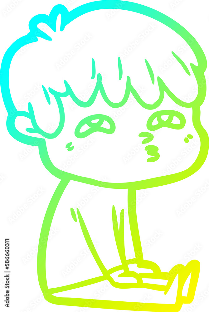 cold gradient line drawing cartoon curious man cold gradient line drawing cartoon curious man