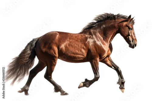 an equestrian-themed photographic illustration of a white horse mustang stallion colt rearing, jumping, and running on a transparent background in PNG. T-shirt design. Generative AI