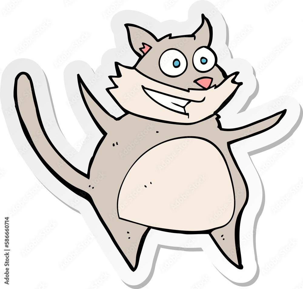 sticker of a funny cartoon cat sticker of a funny cartoon cat