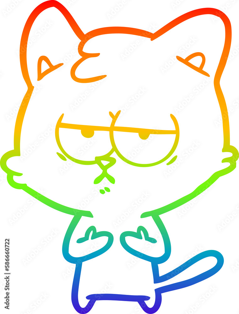 rainbow gradient line drawing bored cartoon cat rainbow gradient line drawing bored cartoon cat