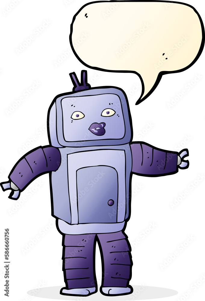 funny cartoon robot with speech bubble funny cartoon robot with speech bubble