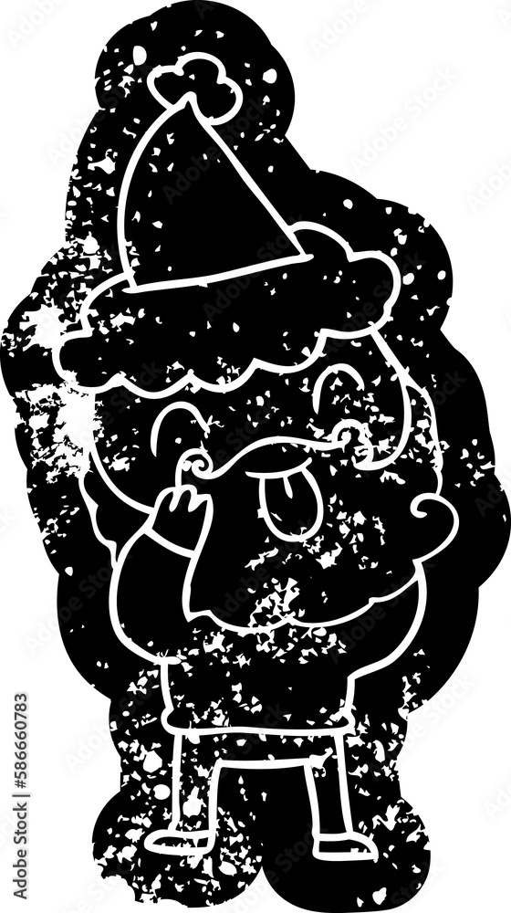 man with beard sticking out tongue wearing santa hat man with beard sticking out tongue wearing santa hat