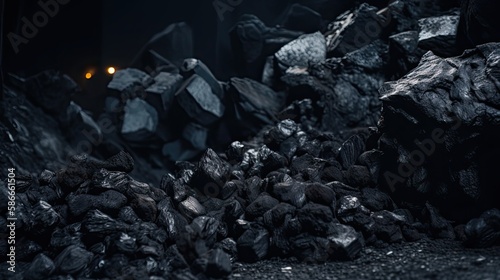 Exploring the Dark Depths of Coal Extraction: A Close-Up of Mining Industry Resources: Generative AI