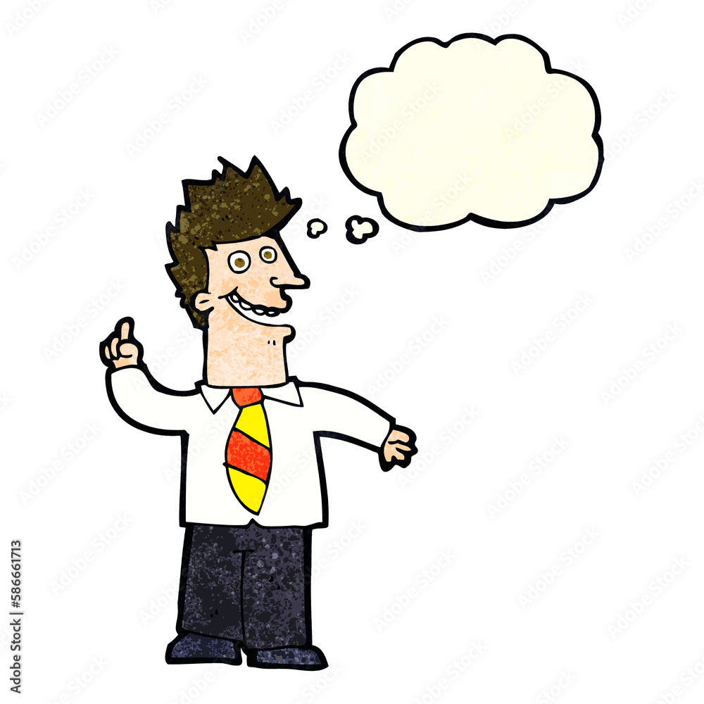 cartoon man with good idea with thought bubble cartoon man with good idea with thought bubble