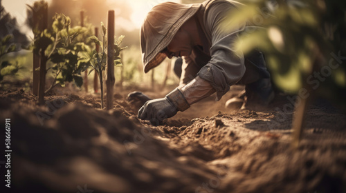 Spring gardening. Illustration Generative AI..
