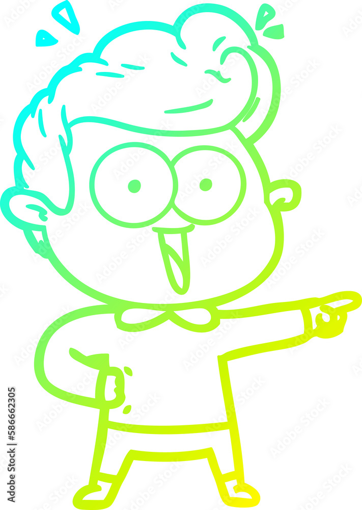 cold gradient line drawing cartoon excited man cold gradient line drawing cartoon excited man