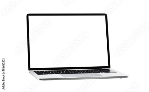 Laptop with blank screen isolated on background. PNG image.
