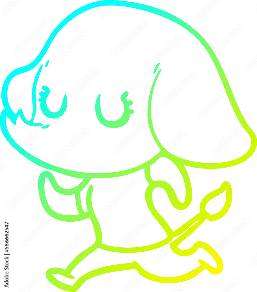 cold gradient line drawing cute cartoon elephant cold gradient line drawing cute cartoon elephant