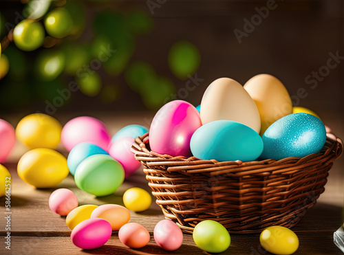 easter eggs in basket for product placement