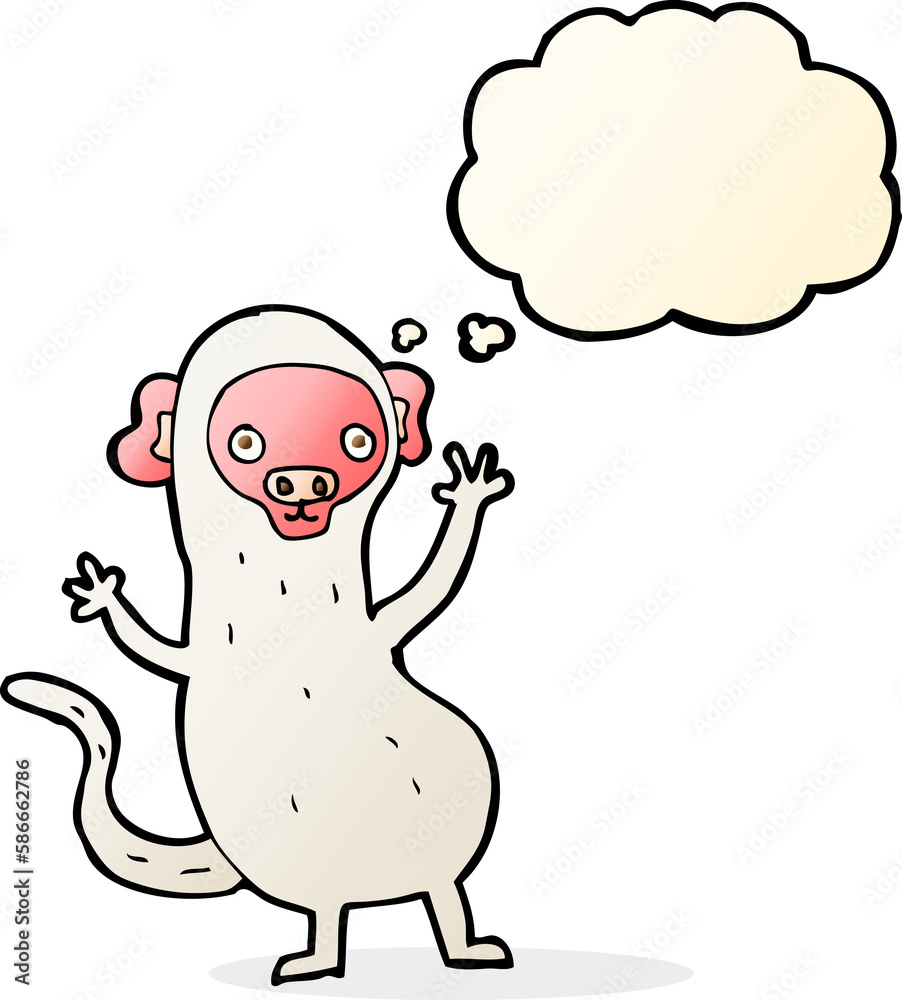 cartoon monkey with thought bubble