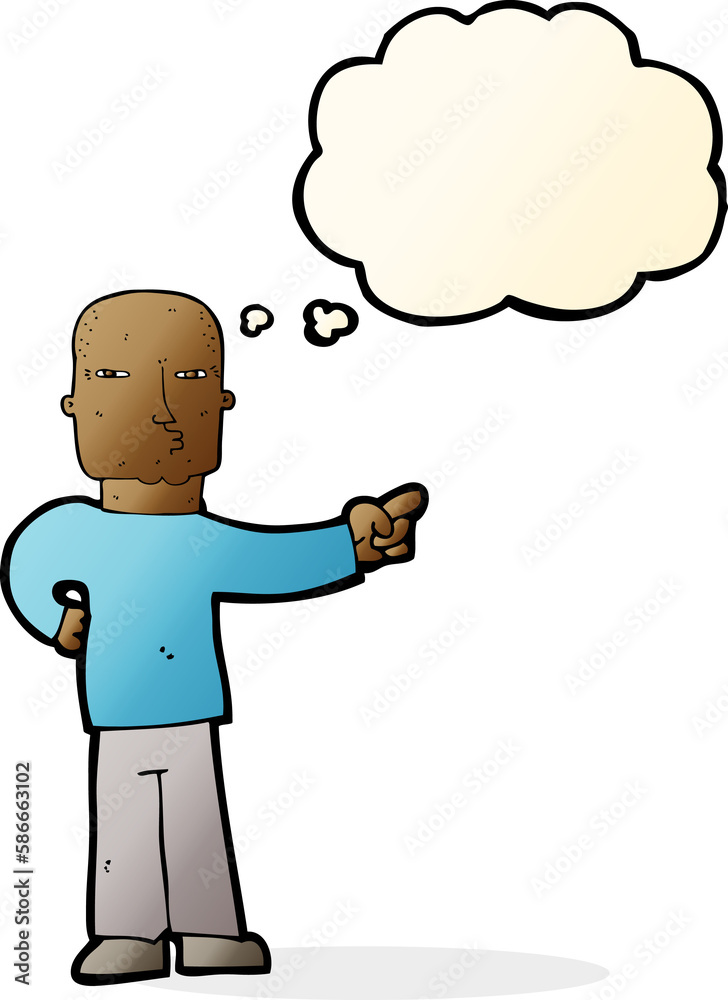 cartoon pointing man with thought bubble cartoon pointing man with thought bubble