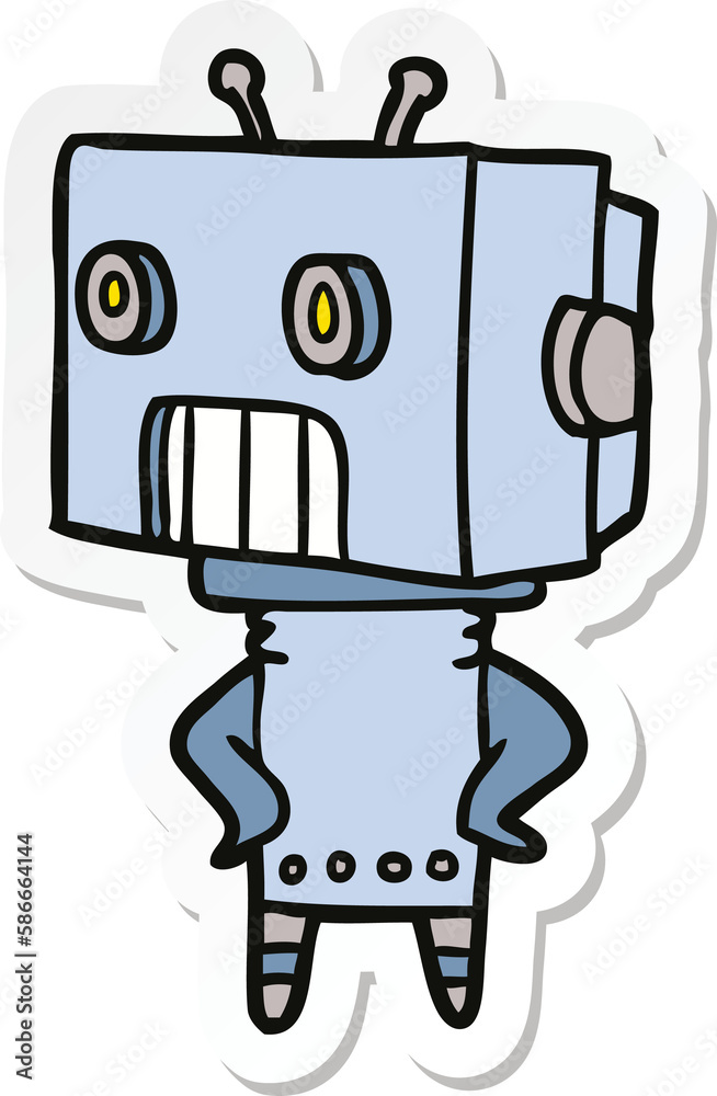 sticker of a cartoon robot sticker of a cartoon robot
