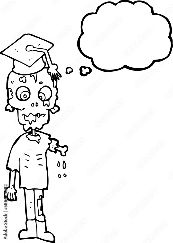 thought bubble cartoon zombie student thought bubble cartoon zombie student