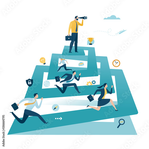 Career. Success. The way to the top. Business vector illustration