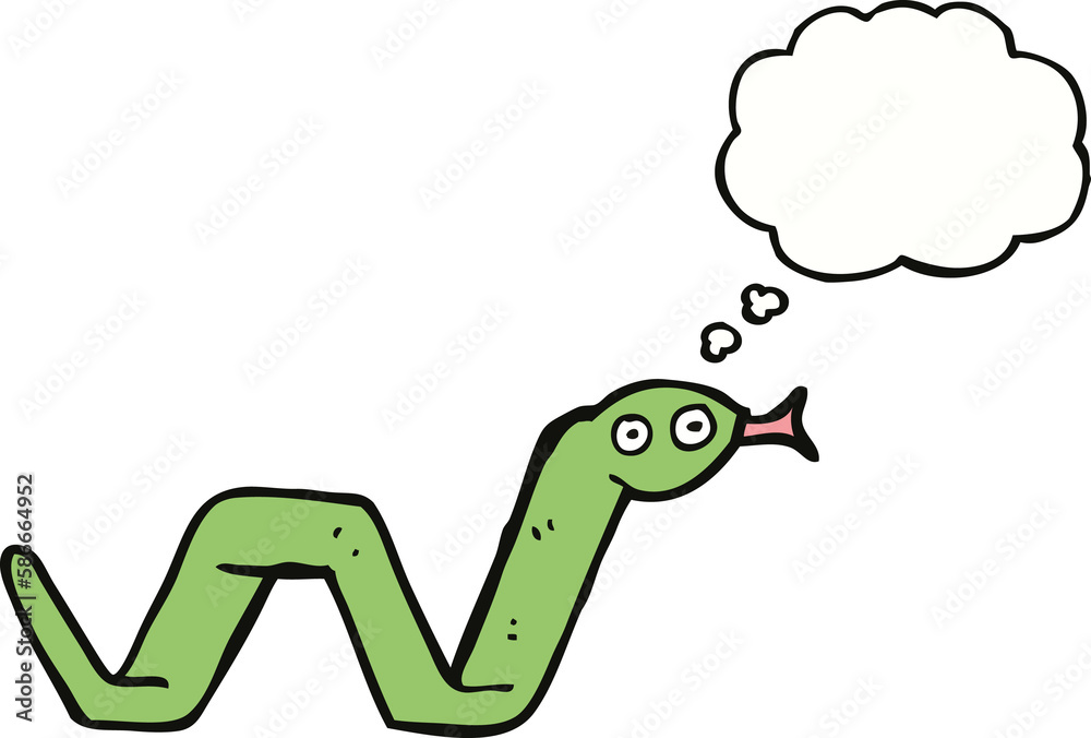 funny cartoon snake with thought bubble funny cartoon snake with thought bubble