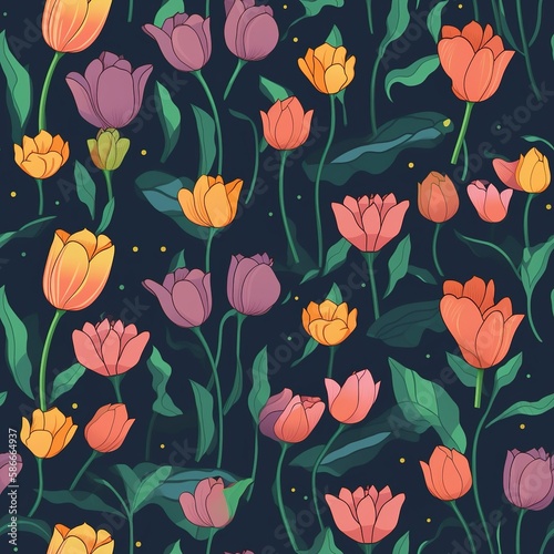 Flower Pattern, Flowers , Craft paper, Seamless Pattern, Texture, Generative AI © ahmet