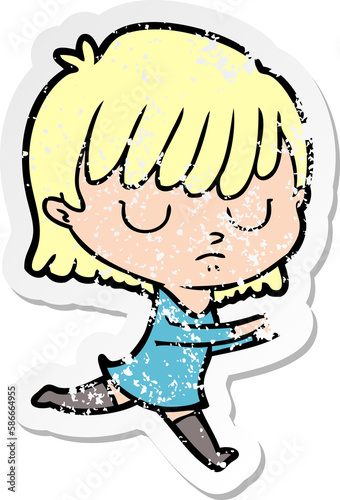 distressed sticker of a cartoon woman