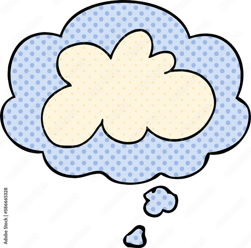 cartoon decorative cloud symbol and thought bubble in comic book style