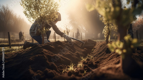 Spring gardening. Illustration Generative AI..