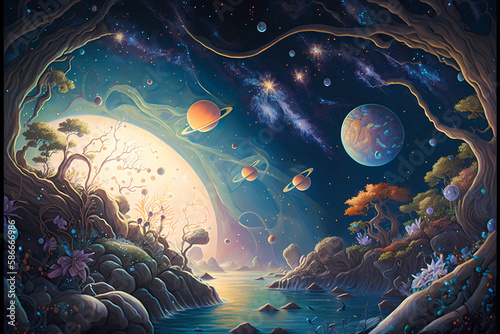 Galactic Insanity: A Surreal Journey Through a Mind-Bending Space Landscape