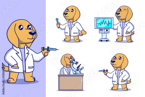 Cute Dog Doctor With Stethoscope Vector Cartoon