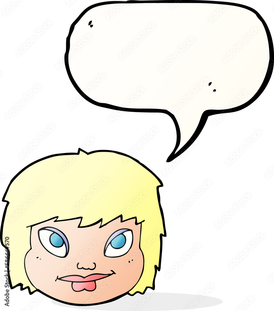 cartoon female face with speech bubble