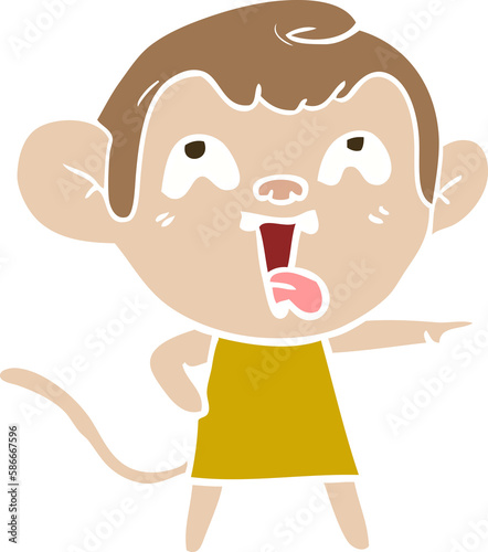 crazy flat color style cartoon monkey in dress