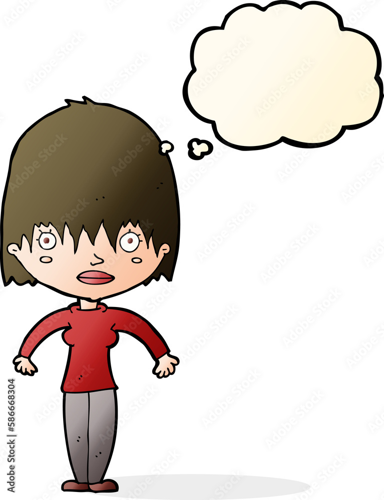 cartoon woman staring with thought bubble cartoon woman staring with thought bubble