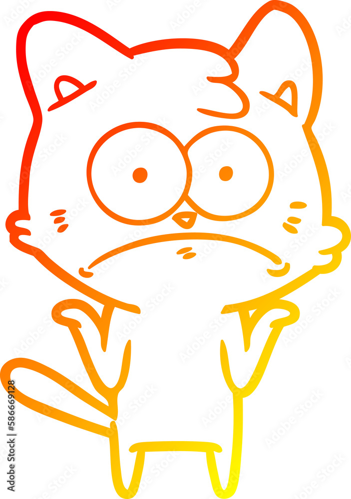 Obraz premium warm gradient line drawing cartoon nervous cat