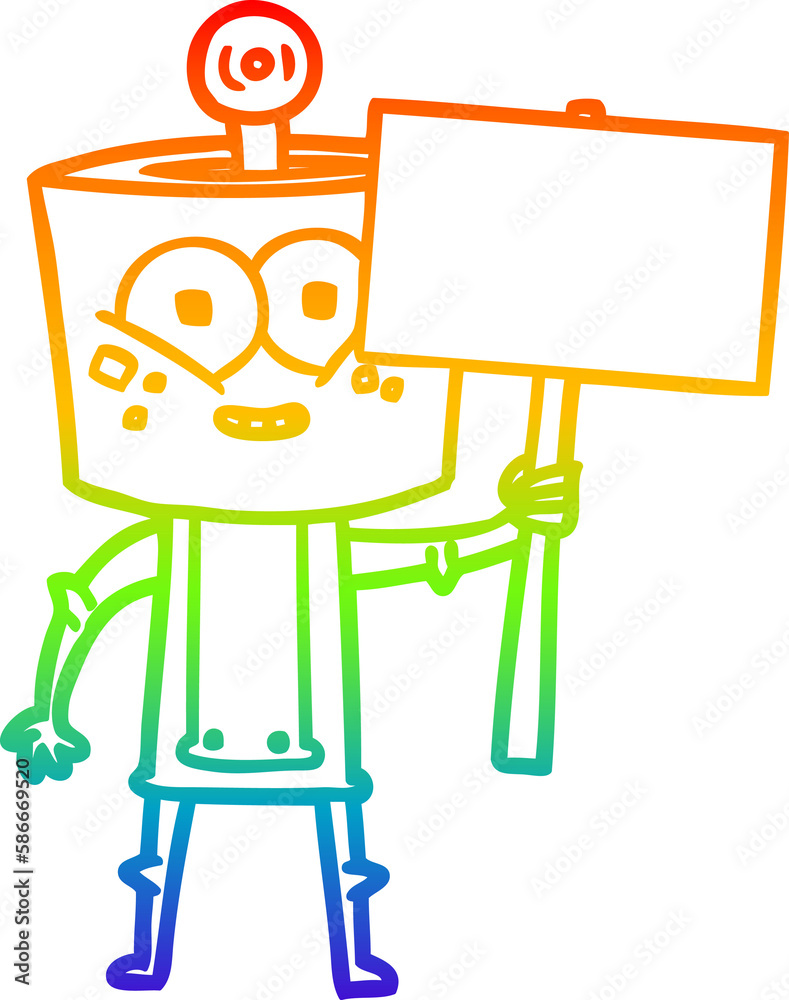 rainbow gradient line drawing happy cartoon robot rainbow gradient line drawing happy cartoon robot
