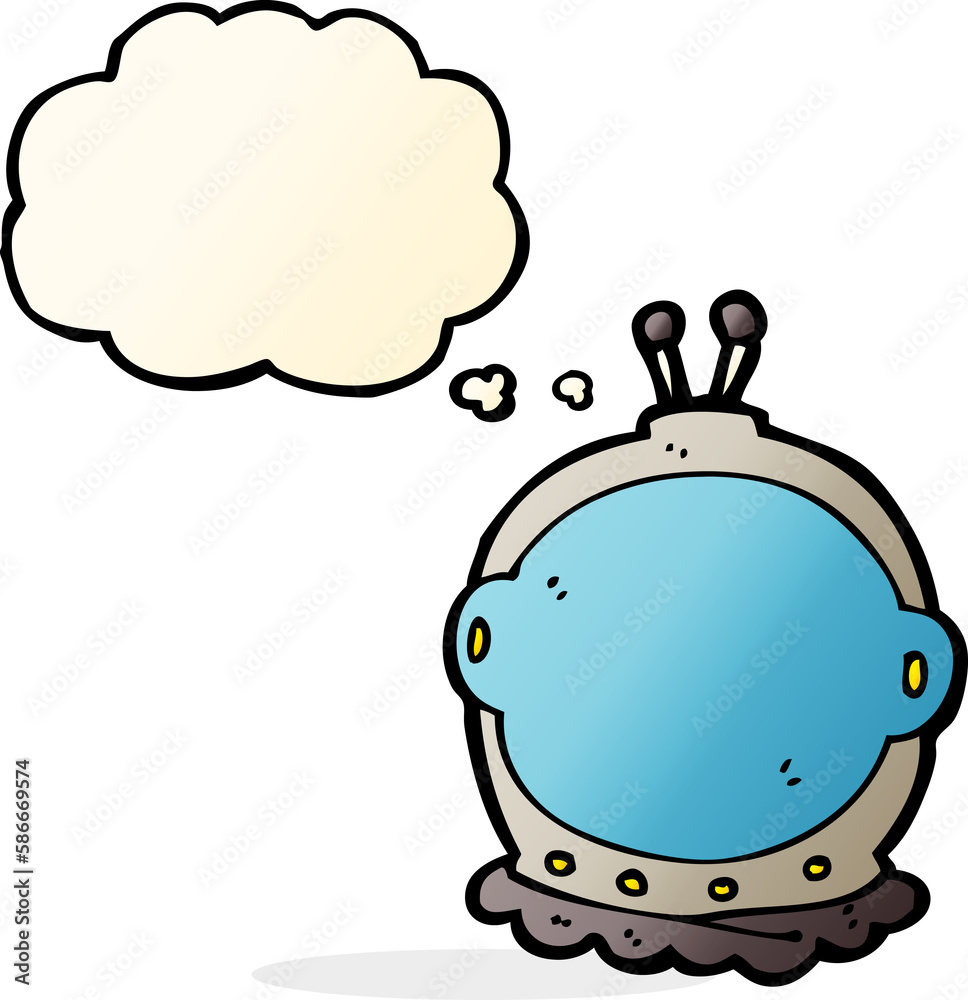 Fototapeta premium cartoon astronaut helmet with thought bubble