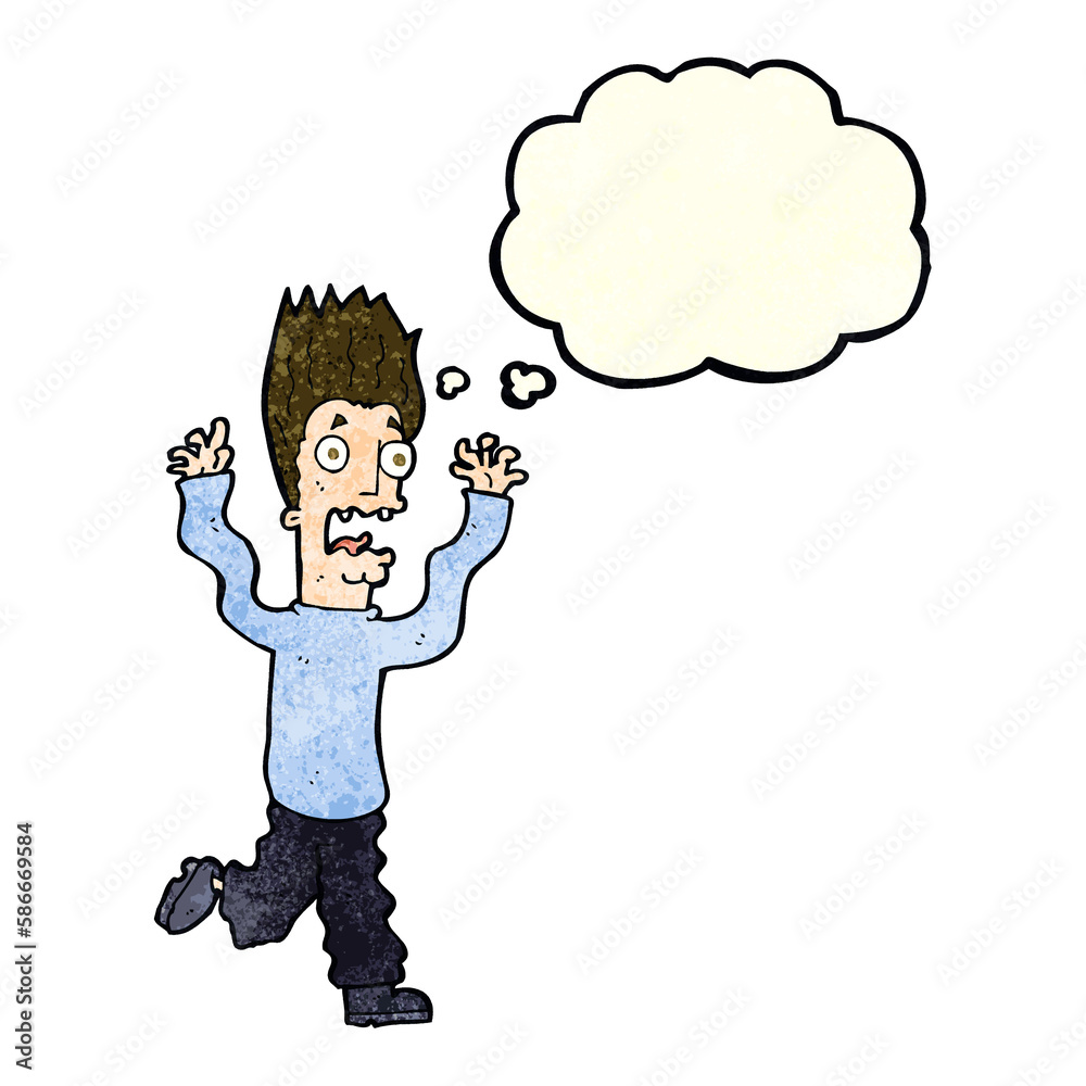cartoon terrified man with thought bubble cartoon terrified man with thought bubble