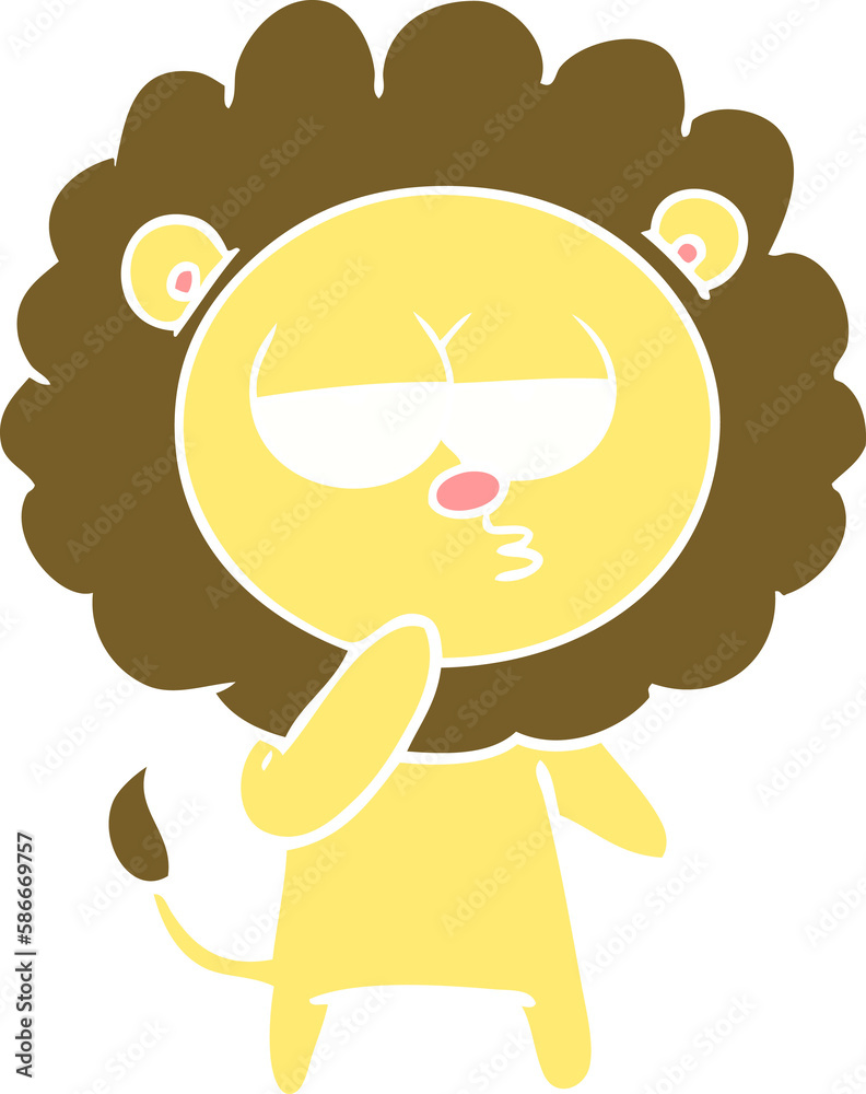 flat color style cartoon tired lion flat color style cartoon tired lion