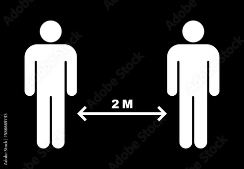 Social Distancing 2 meter and 6 Feet pictogram. Coronavirus Concepts. People keeping distance. Distance sign protection. Social distance
